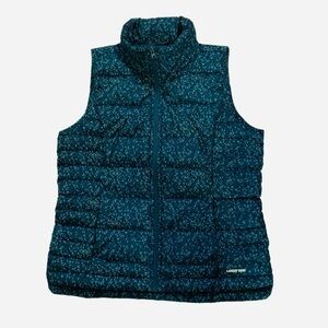 Lands’ End Down Vest, Size M (10-12), Royal Blue & Teal Print